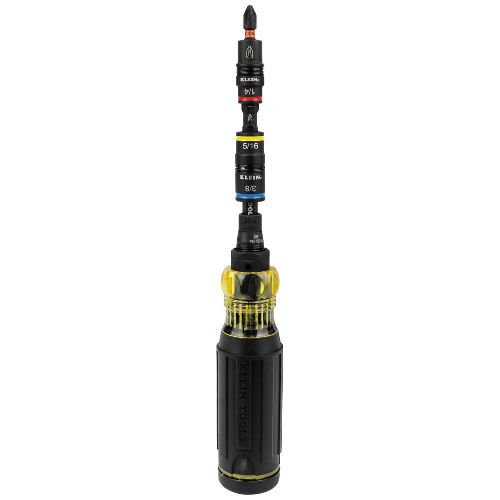 Klein Tools 32517HD KNECT 17-in-1 Impact-Rated Hybrid Screwdriver/Nut Driver, Magnetic, Flip Socket, 11 Bits, 3 Nut Drivers, Bit Holder, Square Adapter - Image 3