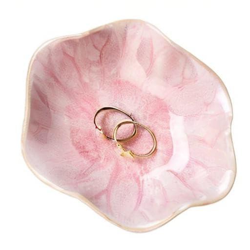 Lotus Leaf Shape Decorative Ring Tray, Small Key Bowl, Ceramic Trinket Tray Jewelry Dish Organizing Necklace Earrings, Home Decoration for Mom Best Friend Sister, Pink. - Image 8