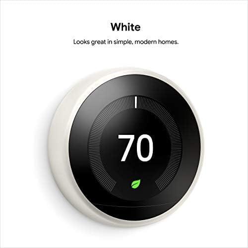 Google Nest Learning Thermostat - 3rd Gen - Programmable Smart Thermostat for Home - Compatible with Alexa (White) - Image 2