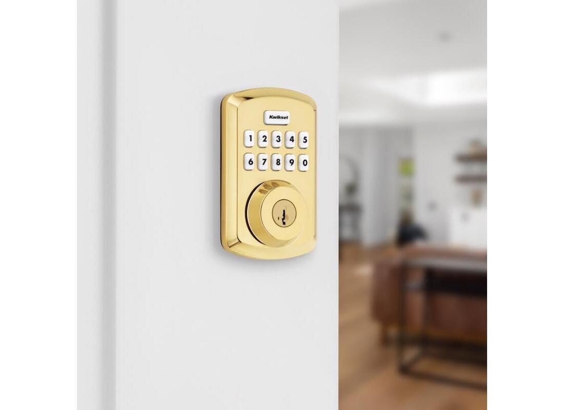 Kwikset 9240TRL-L03 Traditional Powerbolt Electronic SmartCode Deadbolt with RCAL Latch and RCS Strike Lifetime Brass Finish - Image 2