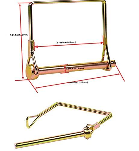 10 Pieces 1/4 Inch Wire Lock Pin, Trailer Coupler Pin,Hitch pin,Heavy Duty Safety Coupler Pin Shaft Locking Pin for Farm Trailers Wagons Lawn Garden(Square, Gold) - Image 2