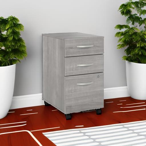 Bush Business Furniture Studio C 3 Drawer Mobile File Cabinet in Platinum Gray - Assembled, Rolling Document Storage for Home or Professional Office - Image 5