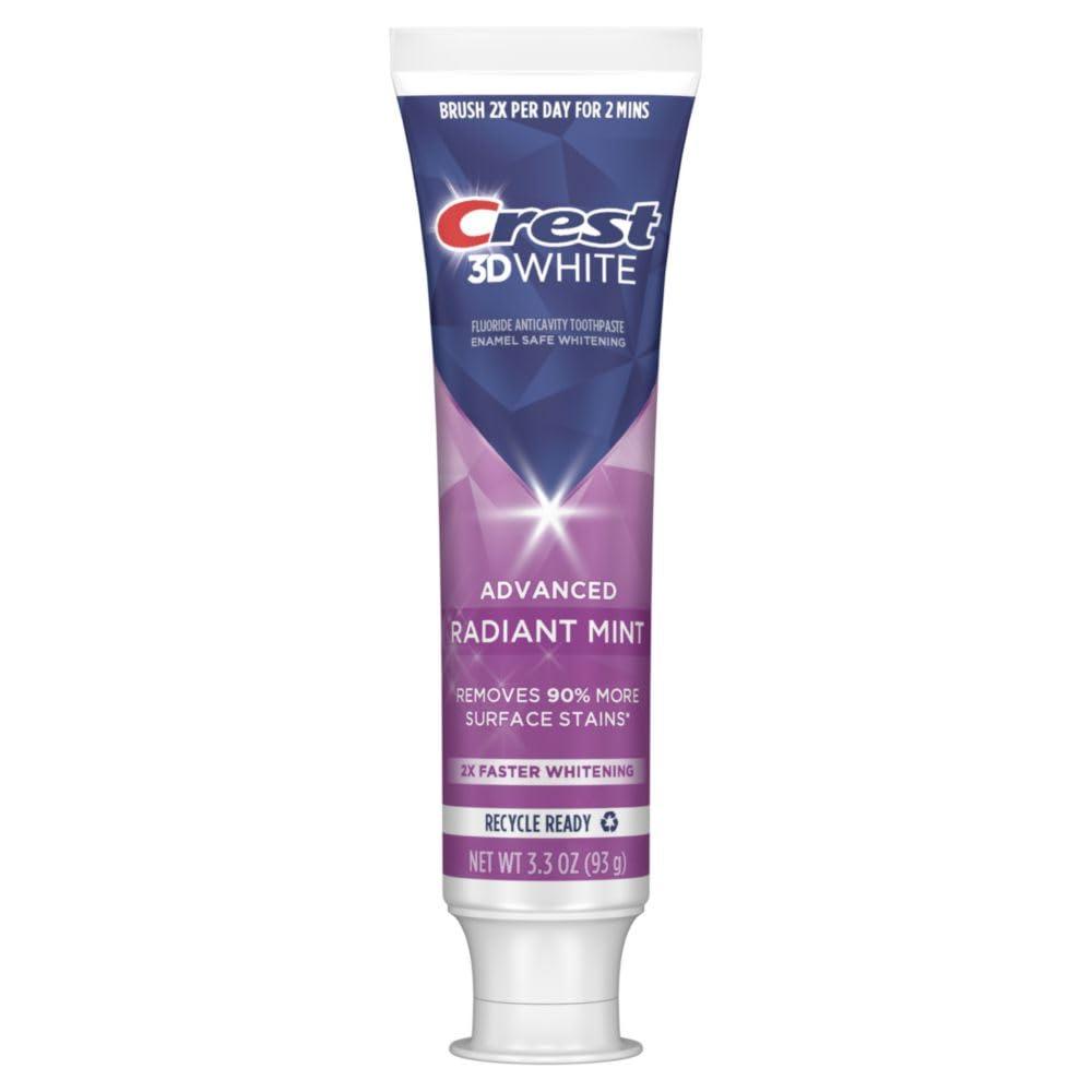 Crest 3D White Advanced Teeth Whitening Toothpaste, Radiant Mint, 3.3 oz, Pack of 2 - Image 9