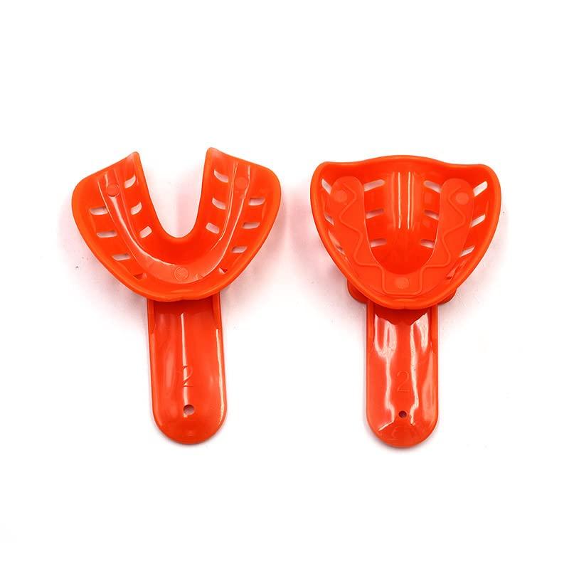 10Pcs Colorful Dental Impression Trays Plastic Materials Disposable Child Teeth Tray Holder Dental Oral Care Lab Equipment (Color : Red)