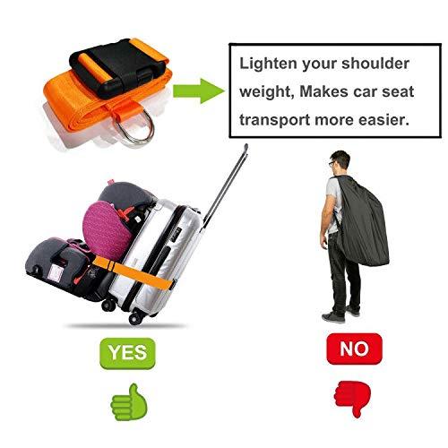 Car Seat Belt Strap to Suitcase, Convert Kid Car Seat and Carry-on Luggage to Airport Stroller Carrier,Safe Travel Solution for Transport (Orange) - Image 3