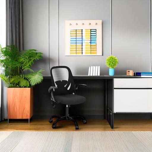 Primy Office Chair Ergonomic Desk Chair with Flip up Armrests Swivel Breathable Desk Mesh Computer Chair with Adjustable Lumbar Support and Height for Conference Room (Black) - Image 6