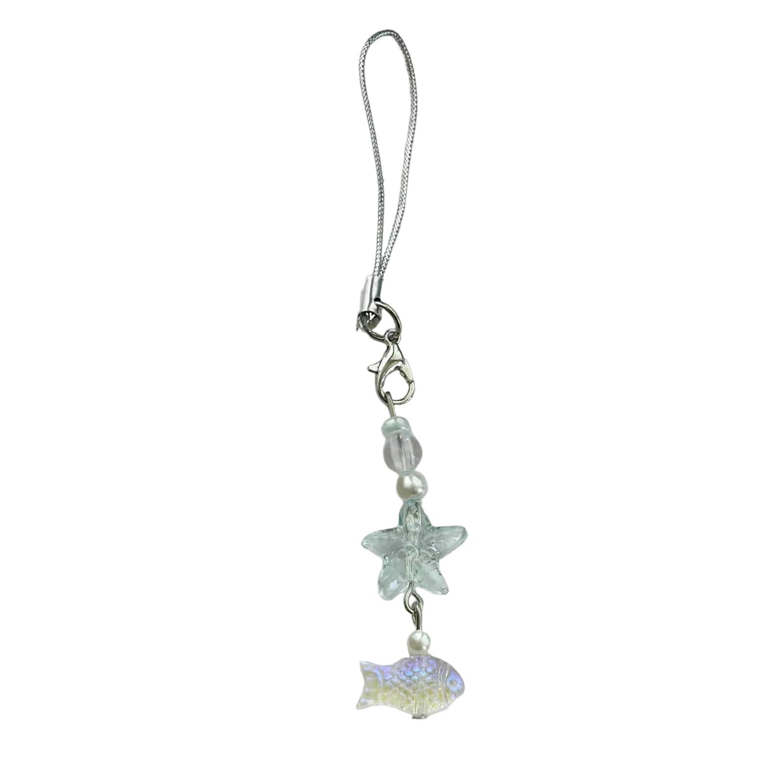Ywmsfl Glass Sea Star Fish Phone Charm Colorful Beaded Keychain Pendant Accessory Stylish Smartphone Chain For Women Girls - Image 9