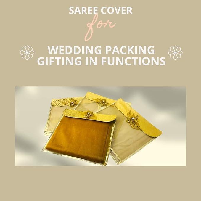 Designer Saree Storage Bag, 5 Piece Set, Wedding Gift Sari Cover Pouch with Flap, Wardrobe Organizer - Image 5