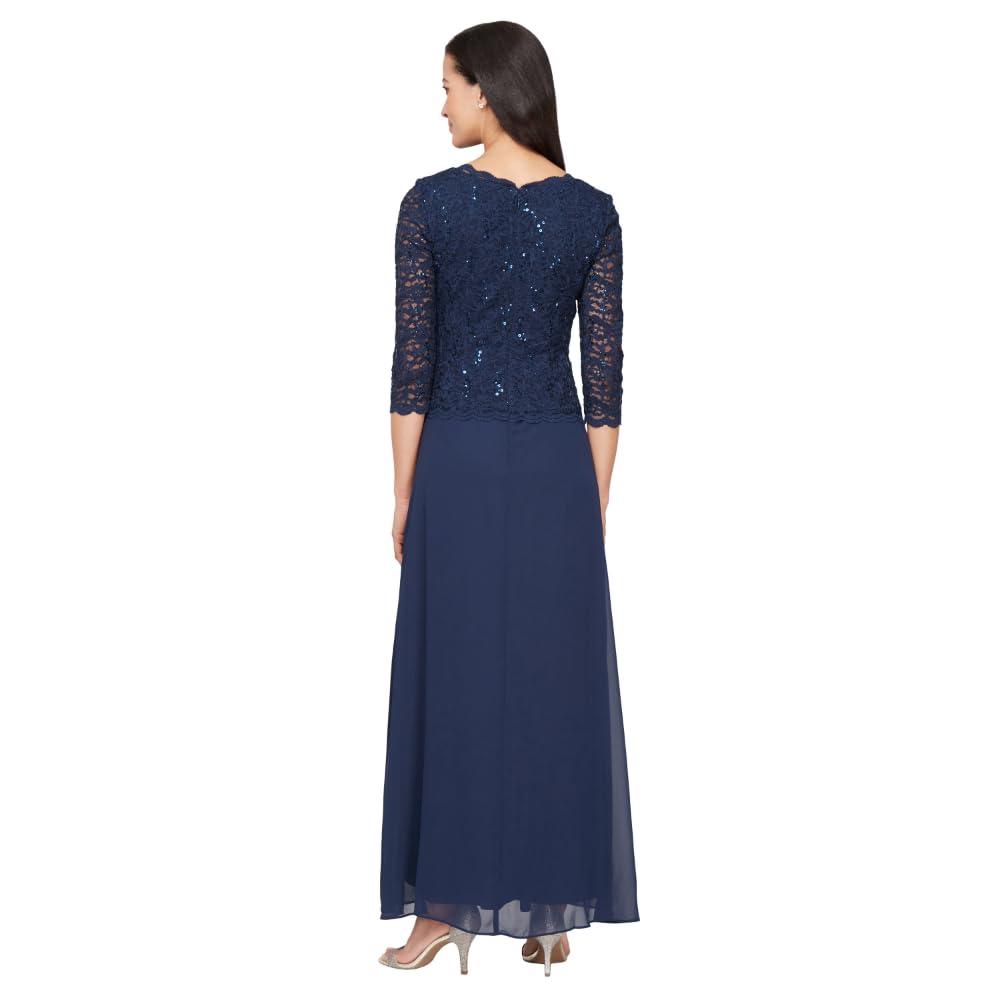 Alex Evenings Women's 3/4 Sleeve Stretch Lace Bodice One Piece Mother of The Bride Dress (Petite and Regular Sizes) - Image 3