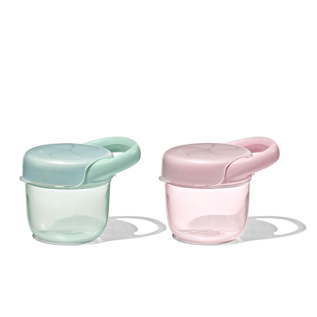 OXO Tot Snack Cup with Lid – 2 Pack, Opal and Blossom