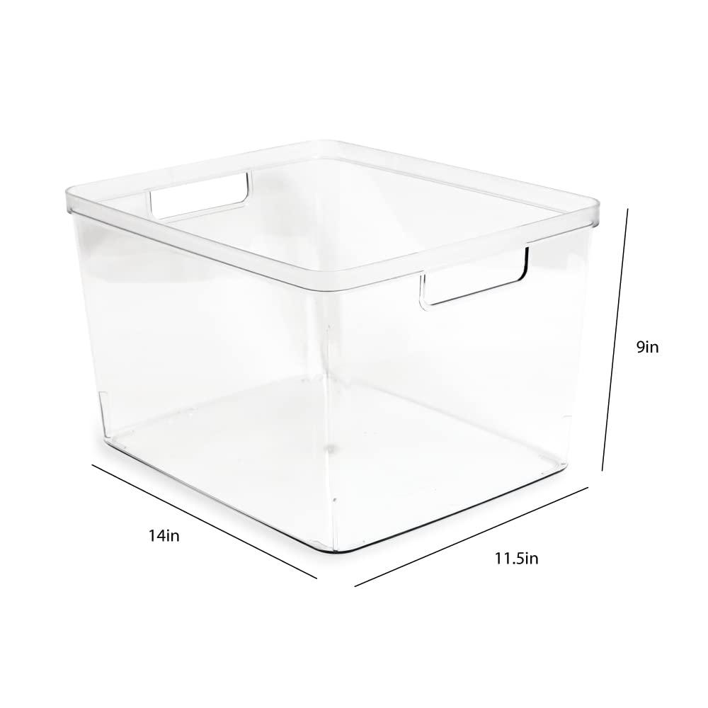 Isaac Jacobs 2-Pack Extra-Large Clear Storage Bins (11.5” L x 14” W x 9” H) w/Cutout Handles, Plastic Organizer for Home, for Kitchen, Fridge, Pantry, BPA Free, Food Safe (2-Pack, Extra-Large) - Image 2