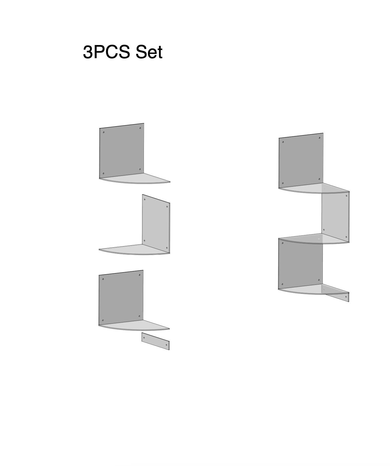 3 Tier Shelf Wall Mount Floating Acrylic Corner Shelves Easy to Assemble Corner Bookshelf, Plant Shelf Wall Organizer Storage for Bedroom, Bathroom, Kitchen, Office, Living Room(Clear) - Image 8