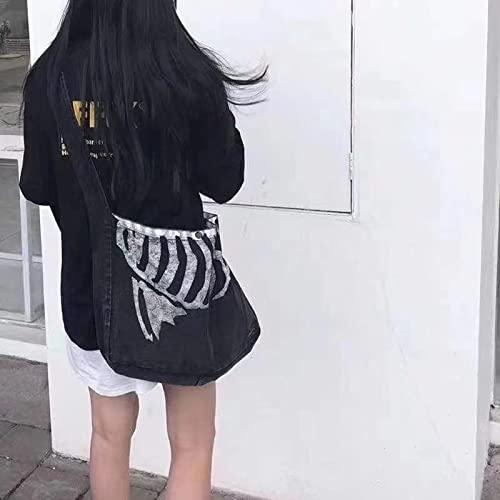 Goth Aesthetic Messenger Bag Gothic Purse Grunge Fairy Clothes Y2k Fashion Skull Bag - Image 2