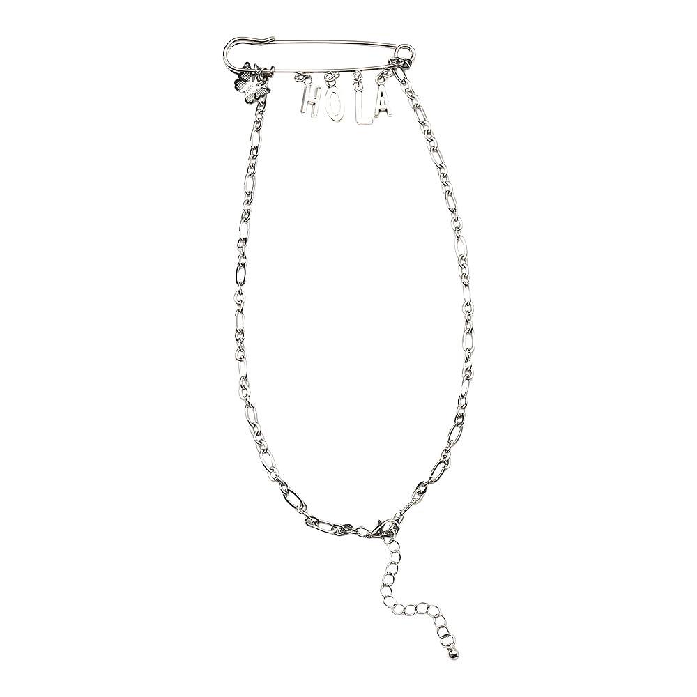 Safety Pin Brooch with Hanging Chains Charms Decorative Punk Goth Collar Brooches Pin for Sweater Dress Skirt Tie Pins Emo Pins