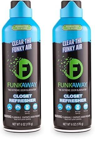 FunkAway Extreme Odor Eliminating Closet Refresher AeroSpray, 6 oz., Odor Eliminating Spray Removes Musty, Stuffy, Sweaty and Stinky Airborne Odors (Pack of 2)