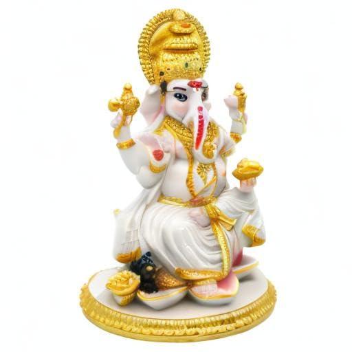 alikiki Hindu God Ganesh Chaturthi Figurine - 8.4”H Indian Idol Ganesha Statue Ganpati Elephant Hindu God Pooja Item Diwali Home Office Meditation Room Temple Mandir Altar Shrine Puja Decor - Image 9