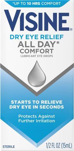 Visine Dry Eye Relief All Day Comfort Lubricant Eye Drops for Up to 10 Hours of Comfort, Dry Eye Drops with Polyethylene Glycol, 0.5 fl. oz - Image 2