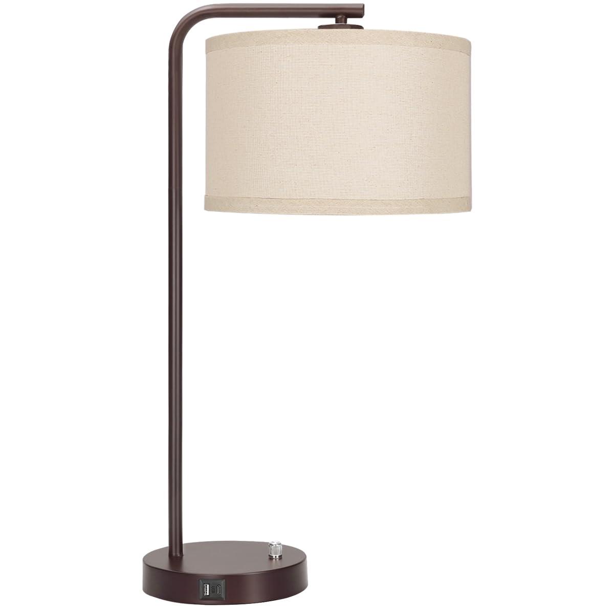 Table Lamp with USB C+A Ports, Fully Stepless Dimmable Modern Bedside Nightstand Lamp, Tall Reading Desk Lamp for Bedroom, Living Room, Study Room, Office, 9W 3000K LED Bulb Included - Image 9