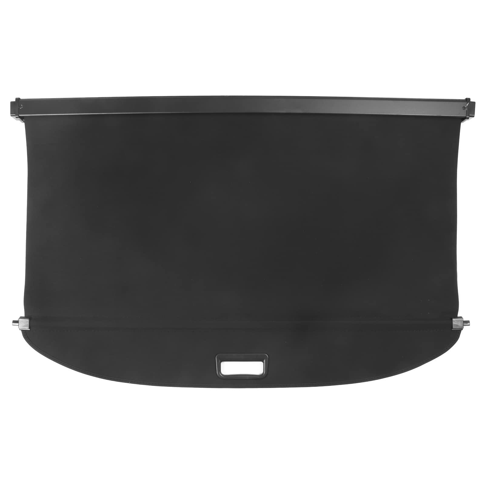 IKON MOTORSPORTS, Rear Cargo Cover Compatible with 2020-2022 Tesla Model Y, Retractable Rear Trunk Security Cargo Cover Black PVC & Aluminum Alloy Canvas Style