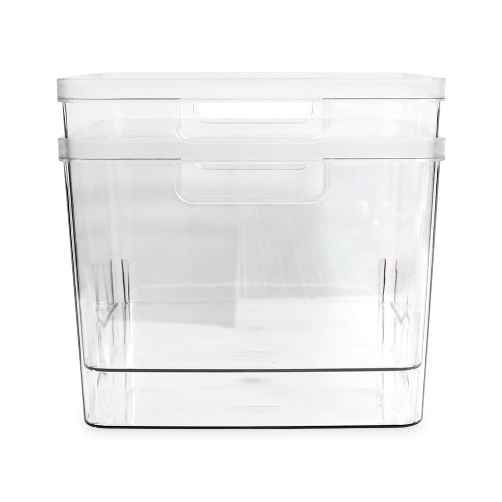 Isaac Jacobs 2-Pack Extra-Large Clear Storage Bins (11.5” L x 14” W x 9” H) w/Cutout Handles, Plastic Organizer for Home, for Kitchen, Fridge, Pantry, BPA Free, Food Safe (2-Pack, Extra-Large) - Image 6
