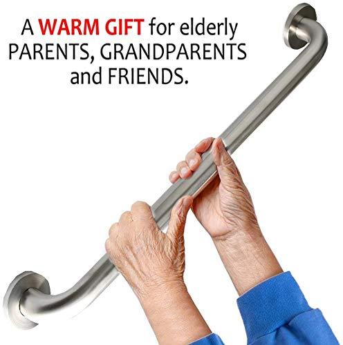 Brushed Nickel Shower Grab Bar 16 Inch - 1 1/4" Diameter, iMomwee 2 Pack Stainless Steel Safety Assist Handle, Wall Mounted Bathroom Mobility Aid Balance Support Hand Rail for Handicap Elderly Senior - Image 5