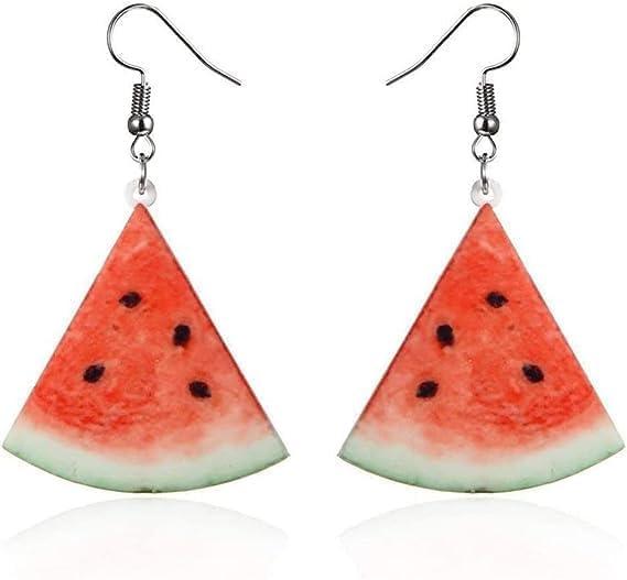 A Pair of Red Watermelons Fashion Creative Acrylic Fruit Earrings Trendy Realistic Food Dangle Earring Women Fun Coconut Watermelon Multicolor for Women Gift Jewelry,Clothing, Shoes and Jewelry