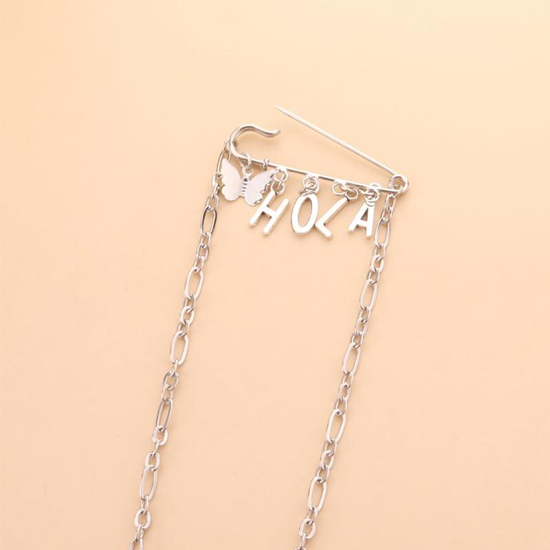 Safety Pin Brooch with Hanging Chains Charms Decorative Punk Goth Collar Brooches Pin for Sweater Dress Skirt Tie Pins Emo Pins - Image 6