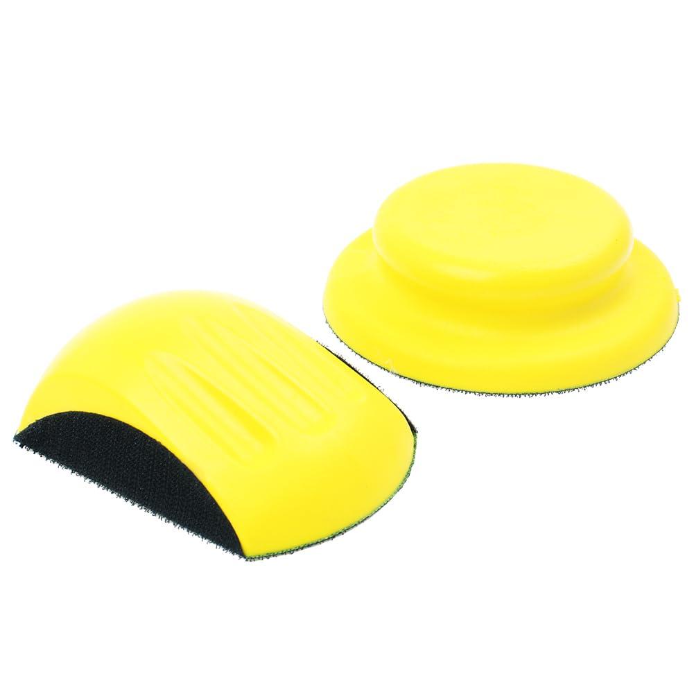 AUTOTOOLHOME Sanding Blocks 5 Inch Hook and Loop Sanding Block 2 PCS Round and Mouse Hand Sanding Block for Wood Furniture Restoration Home Arts and Crafts