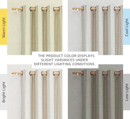 NICETOWN Natural 100% Blackout Linen Curtains 84 inch Long Burg for Living Room, 2 Panels, 52" Wide, Farmhouse Thick Completely Blackout Window Treatment Thermal Insulated Warm Drapes for Winter - Image 5