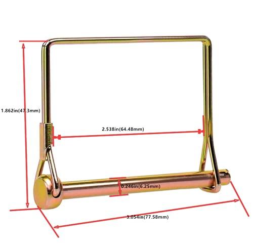 10 Pieces 1/4 Inch Wire Lock Pin, Trailer Coupler Pin,Hitch pin,Heavy Duty Safety Coupler Pin Shaft Locking Pin for Farm Trailers Wagons Lawn Garden(Square, Gold) - Image 3
