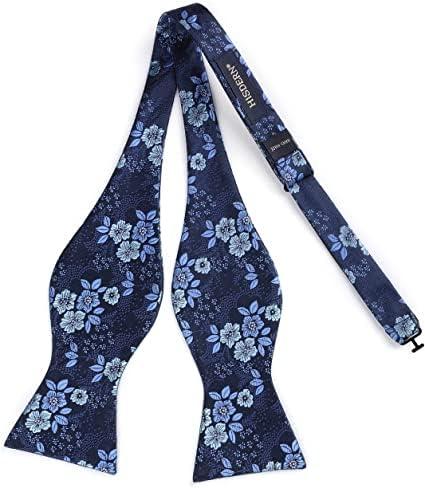 HISDERN Bow Ties for Men Floral Bowties Mens Self Tie Bow Tie Handkerchief Jacquard Woven Bowtie Pocket Square Set - Image 3
