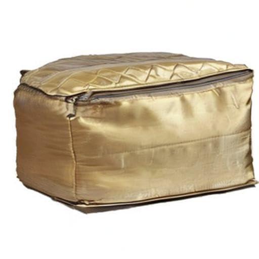 Kuber Industries Saree Cover Set of 2 Pcs Large Size in Golden Satin Wedding Gift - Image 5