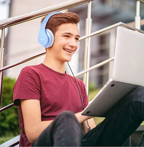 TUINYO Wireless Headphones Over Ear, Bluetooth Headphones with Microphone, Foldable Stereo Wireless Headsetfor Travel Work TV PC Cellphone-Light Blue - Image 2