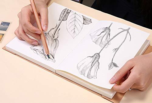Kraft Cover Drawing Notebook & Sketchbook – Set of 2 Blank Plain Sketch Books – 125g Thick Paper, 200x280mm Paper Ideal for Drawing & Sketching- 128 sheets/256 Pages – 180 Degree Opening, 2pcs - Image 7