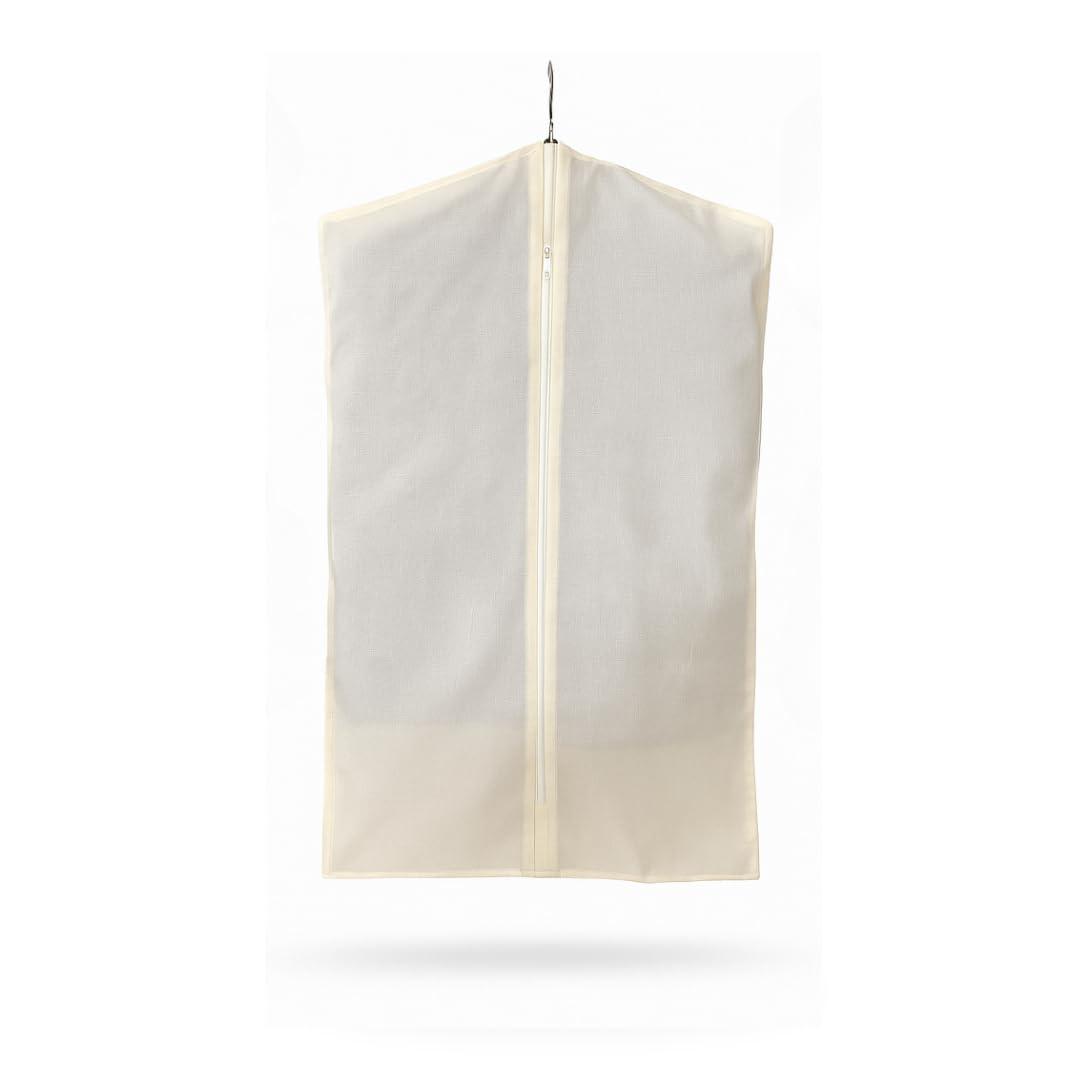 Forever Cotton Hanging Garment Bags/For Jackets, Suits, Tops, Sarees, Clothes & Dresses - Eco-friendly, Breathable Travel Pack Garment Dust Cover with YKK Zipper (with full length zip closure)