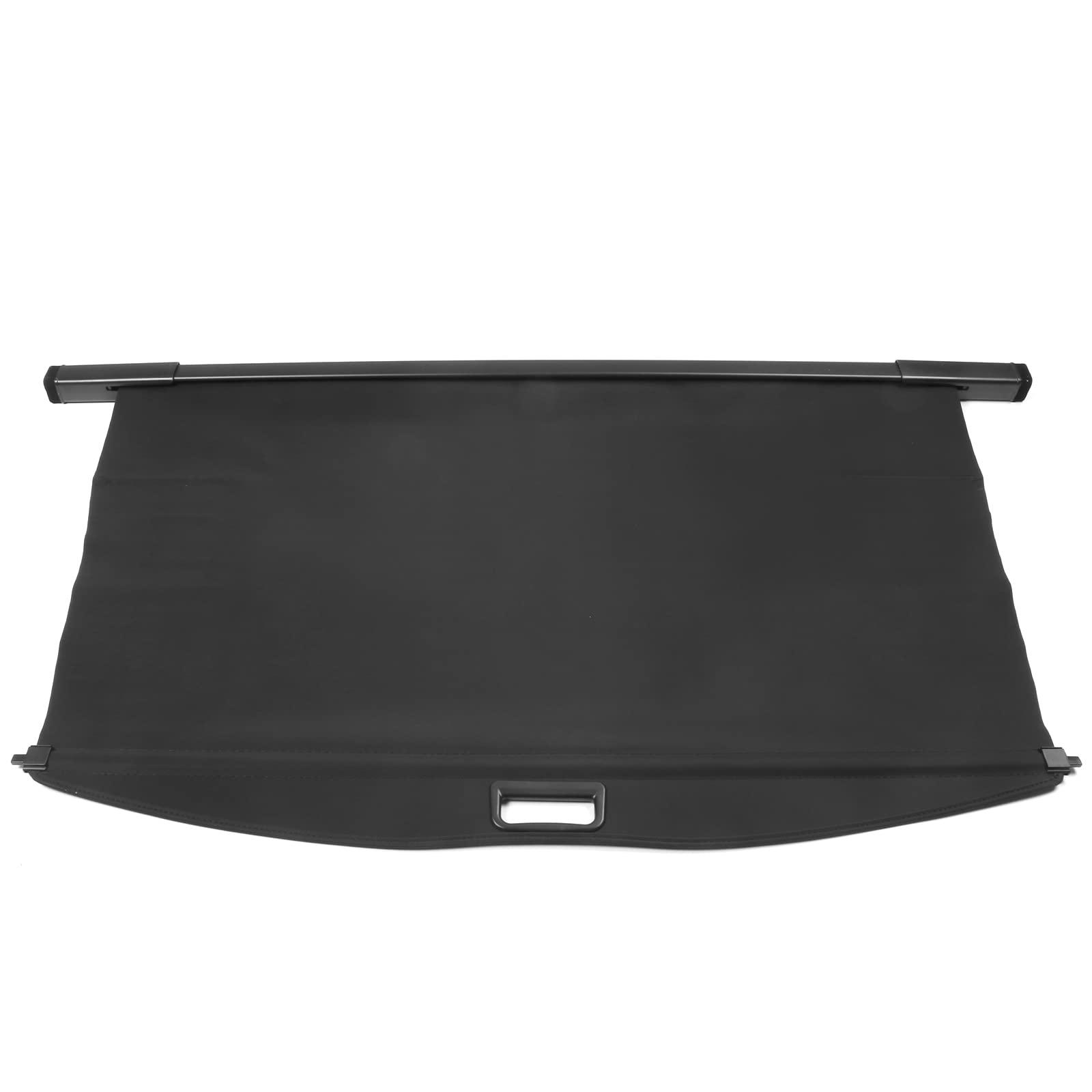 IKON MOTORSPORTS, Rear Cargo Cover Compatible with 2020-2025 Toyota Highlander, Retractable Rear Trunk Security Cargo Cover Luggage Shade Black PVC & ABS & Aluminum Canvas Texture Style, 2021