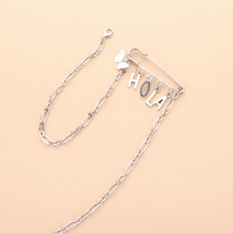 Safety Pin Brooch with Hanging Chains Charms Decorative Punk Goth Collar Brooches Pin for Sweater Dress Skirt Tie Pins Emo Pins - Image 3