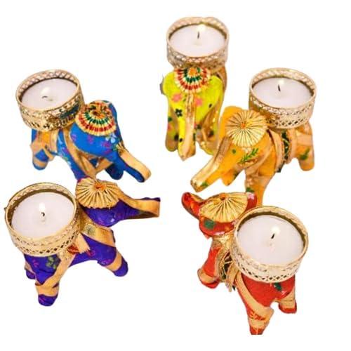 India Gift Hub Elephant Tea Light Holder, Elephant Candle Holder, Festive Gift Ideas, Home Decor. (20)