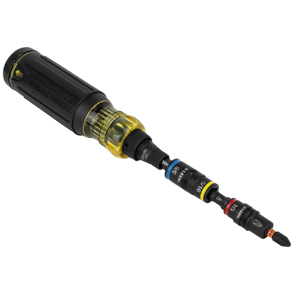 Klein Tools 32517HD KNECT 17-in-1 Impact-Rated Hybrid Screwdriver/Nut Driver, Magnetic, Flip Socket, 11 Bits, 3 Nut Drivers, Bit Holder, Square Adapter - Image 8