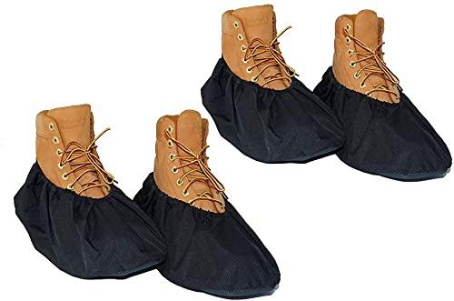 2 Pairs Non Slip waterproof Reusable shoe Covers for contrators and Carpet Floor Protection, Machine Washable. SMALL