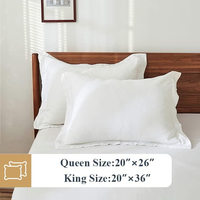 Simple&Opulence 100% Linen Pillow Case King Size Set of 2, Pillow Covers with Overlap Closure, Luxury Breathable Pillowcases Suitable for All-Season (20" X 36", White) - Image 5