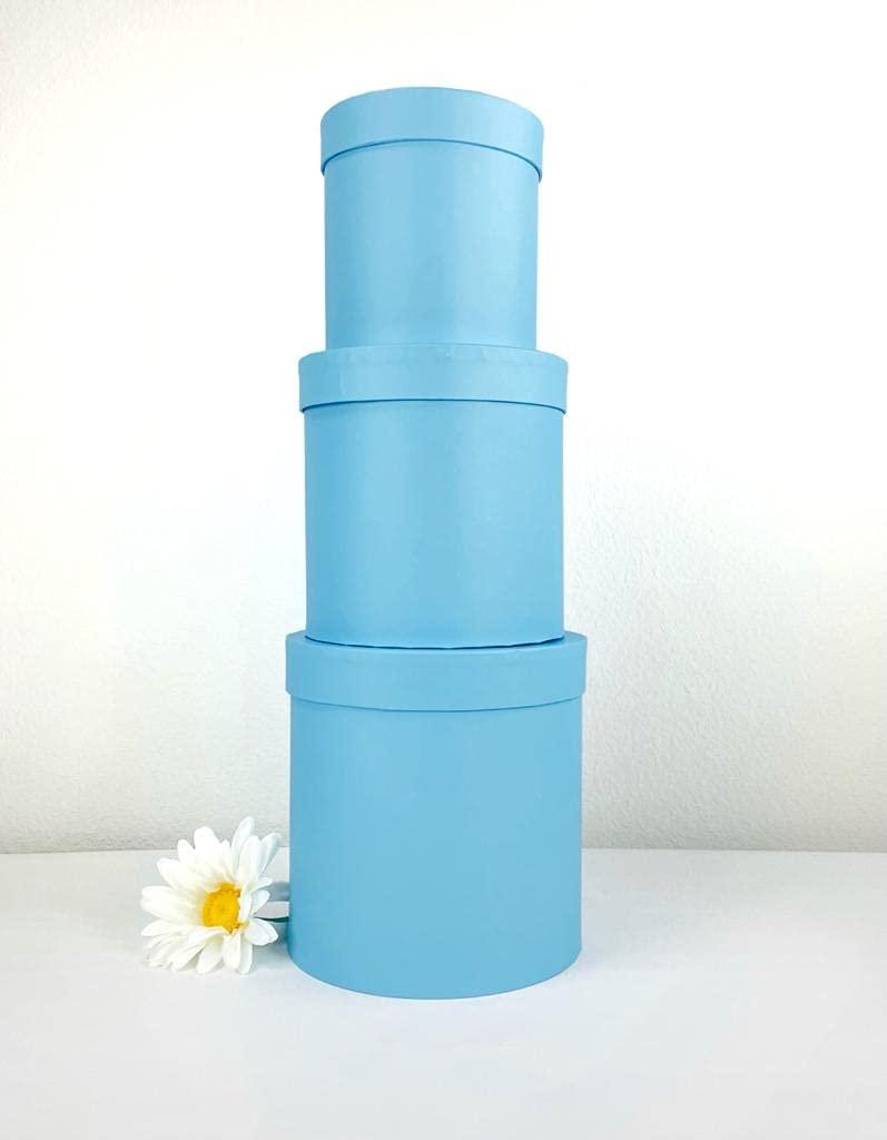 UNIKPACKAGING Premium Quality Round Flower Box, Gift Boxes for Luxury Flower and Gift Arrangements, Set of 3 pcs (Blue) - Image 3