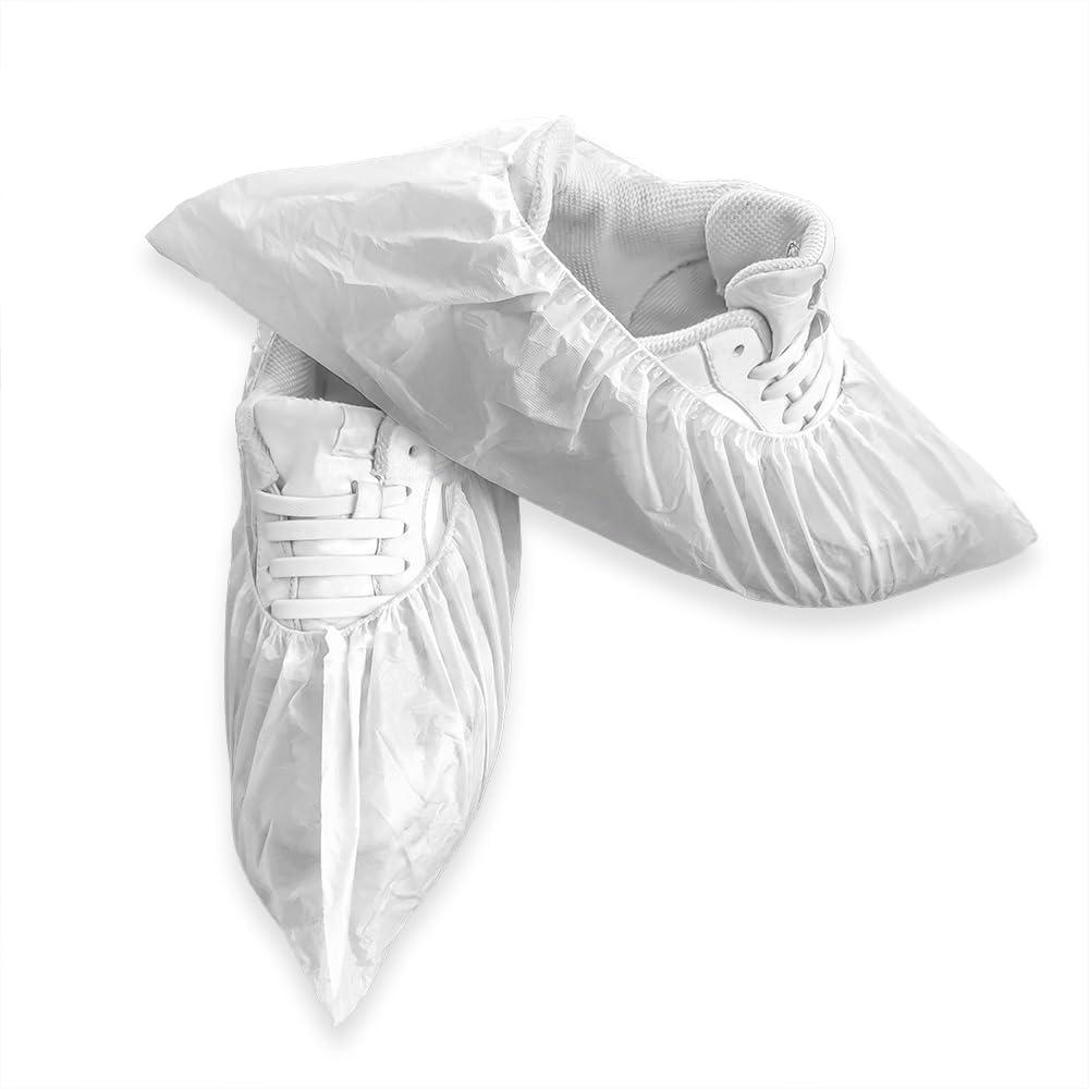 Greenour Shoe Covers Disposable 100 PCS (50 Pairs) Waterproof and Durable for Indoors Plastic Boot Covers White - Image 2