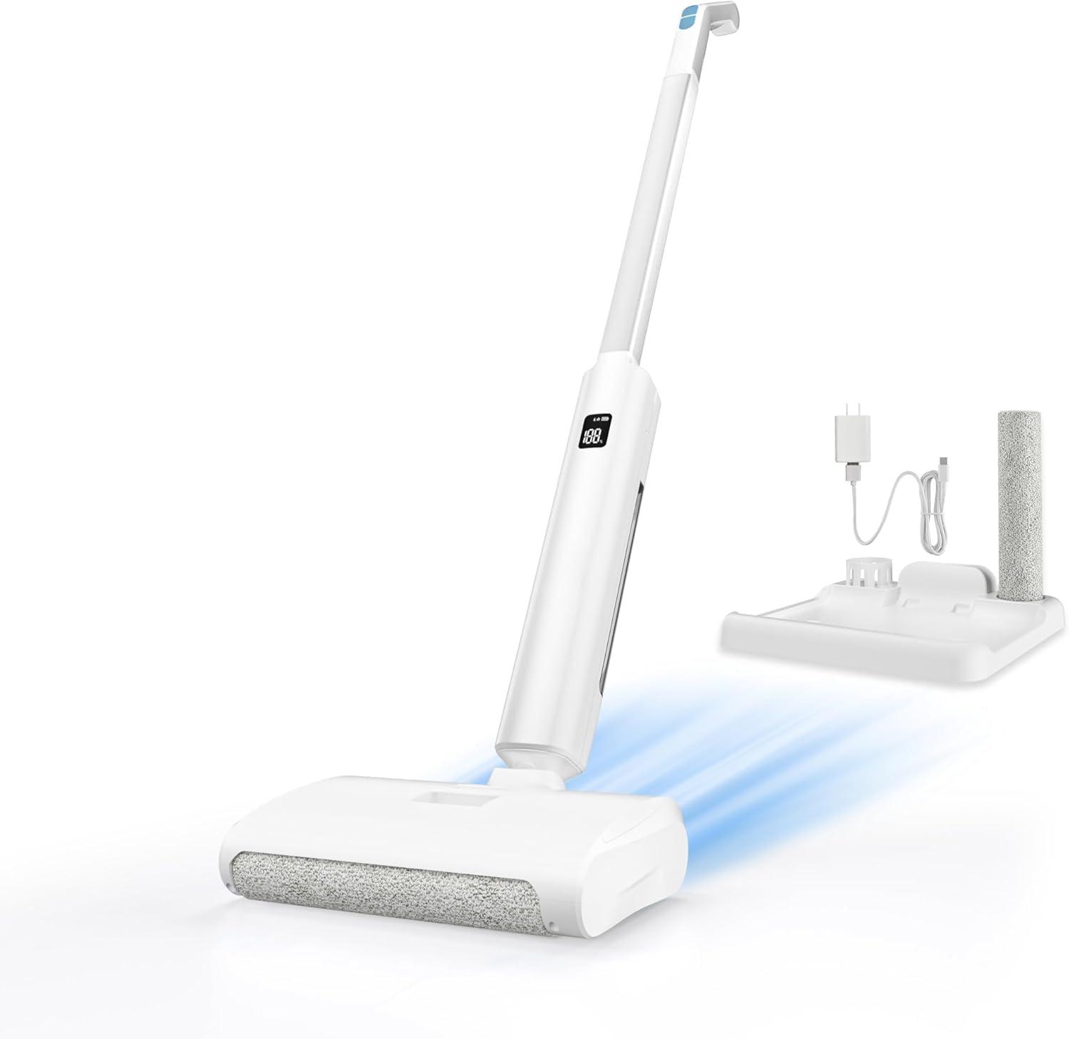 Wet Dry Vacuum Cleaner Cordless Mop,Upgraded Electric Mop,Quiet Self-Propelled Up to 60 Mins, Dual Water Tank,Cordless Mop Vacuum Cleaner for Hardwood Floor Cleaning