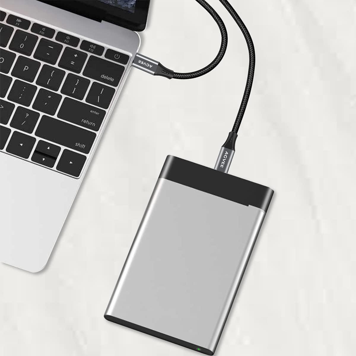 AGVEE 2 Pack 3.3ft USB-C to Mini USB Cable, Braided Durable Mini-B 5-Pin to Type-C Data Charging Charger OTG Cord for Hero 3+, PS3 Controller, Canon Nikon Camera, GPS, Blue Yeti, Dark Gray - Image 6
