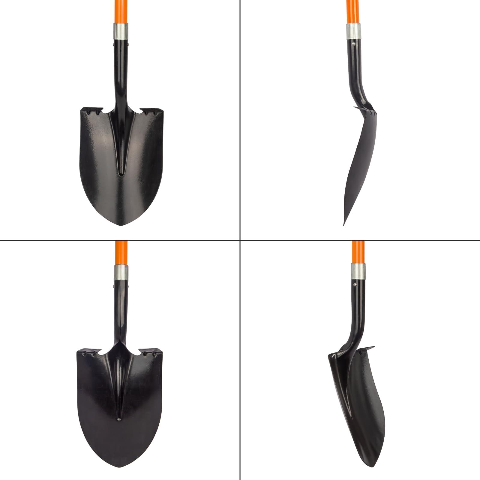 VNIMTI Heavy Duty Gardening Shovel, 56 Inch Round Blade with Fiberglass Handle (Orange) - Image 8