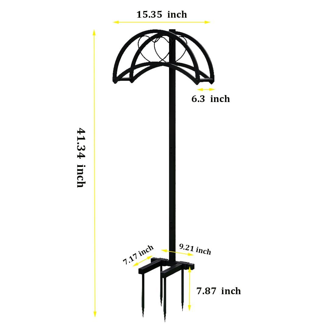 AZERPIAN Garden Hose Holder Freestanding Hose Holder Heavy Duty Metal Detachable Hose Reel Stand Water Hose rack For Outside (Black, 15.35 * 6.3 * 41.34) - Image 3