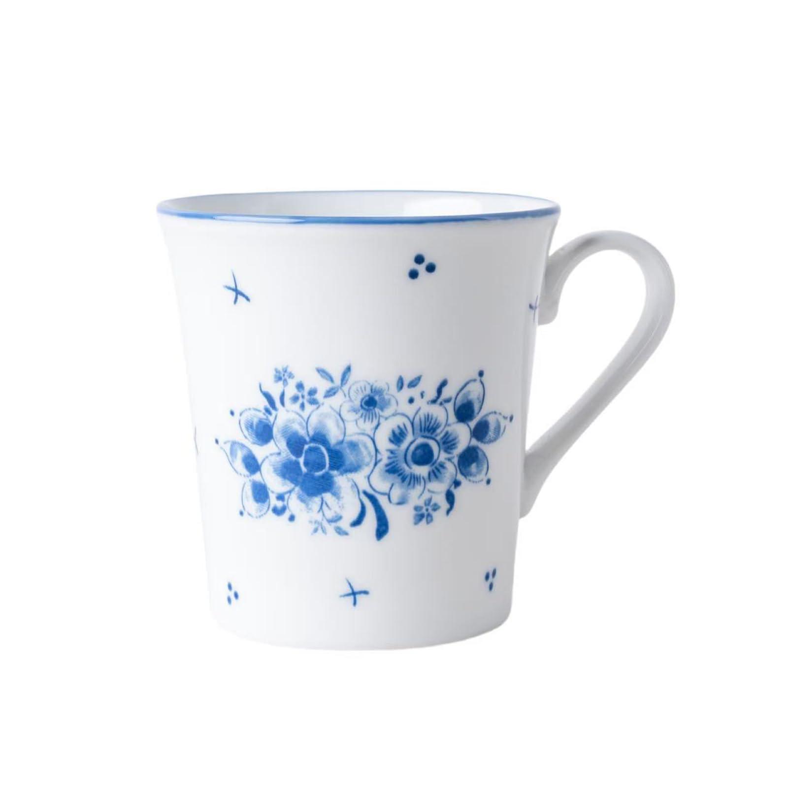 Blue and White Porcelain Mug,Chinese Hand-Painted Ceramic Coffee Mug,Vintage Style Tea Cup,Traditional Floral Design,12 OZ Small Ceramic Cup,Microwave & Dishwasher Safe