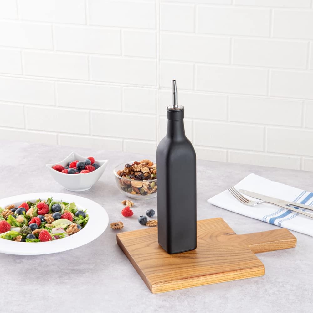 Restaurantware RW Base 16.9 Ounce Olive Oil Dispenser 1 Kitchen Oil Dispenser Bottle - With Stainless Steel Pourer Non-Leaking Black Glass Olive Oil Pourer For Cooking Or Salad Dressings - Image 2