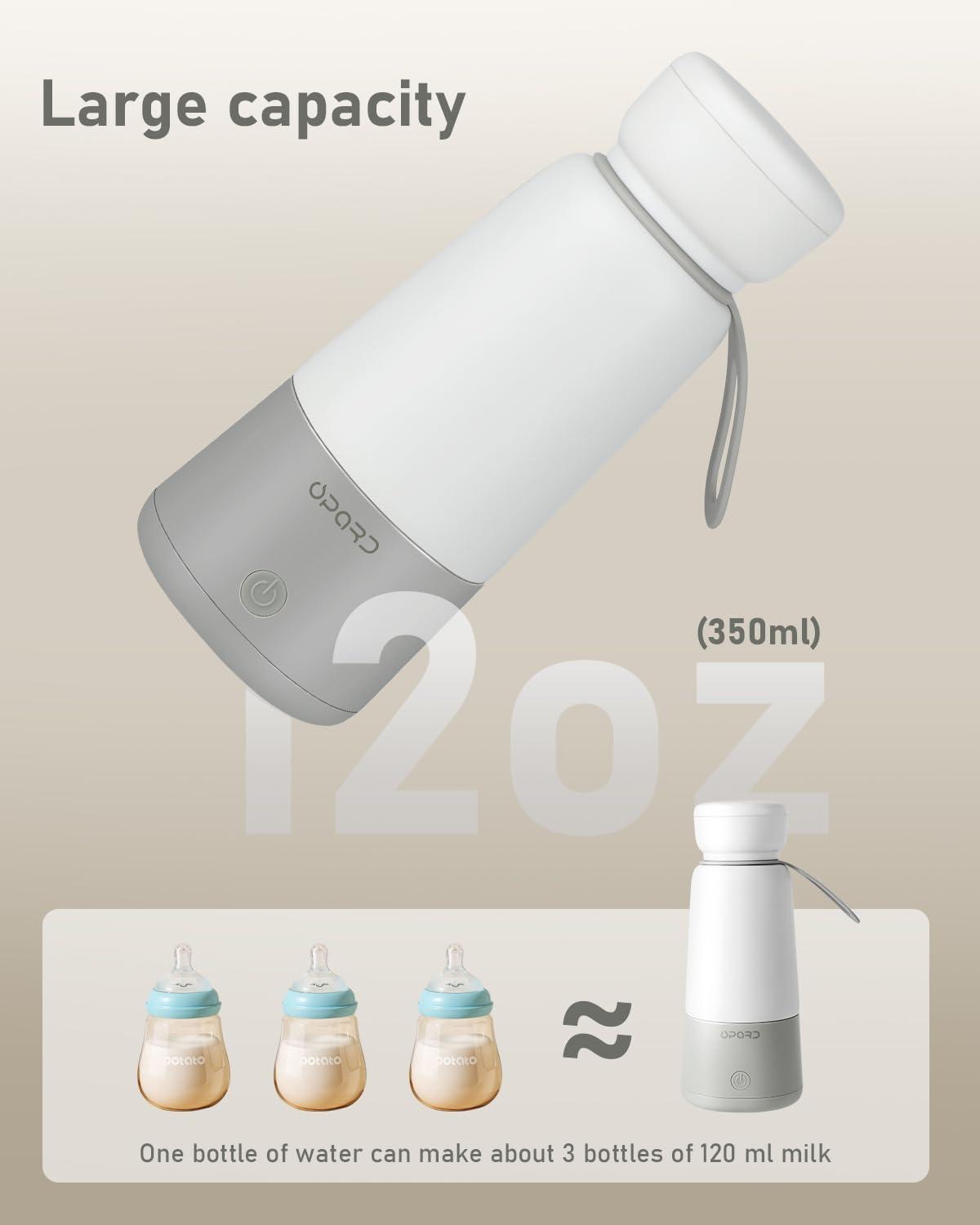 Opard Portable Bottle Warmer for Travel, Dual Heating Modes for Breastmilk, Formula, Water, 4 Adjustable Temp Cordless Milk Bottle Warmer on The go, 12 oz Capacity Car Bottle Warmer for Baby - Image 6